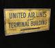 Old Wood And Tin Painted Sign United Air Lines Advertising Antique Sign