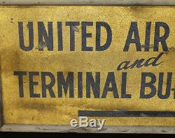 Old Wood and Tin Painted Sign United Air Lines Advertising Antique Sign