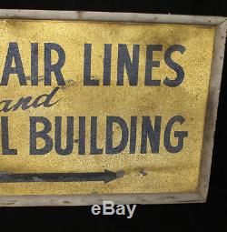 Old Wood and Tin Painted Sign United Air Lines Advertising Antique Sign