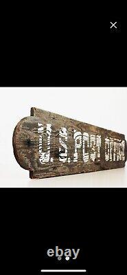 Old Wooden Post Office Sign California, vintage, antique wood whitewash Words