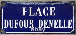 Old antique blue French enamel street sign Joseph Dufour Denelle Saint Quentin