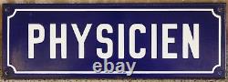 Old blue French enamel sign plaque physicien physicist office laboratory factory