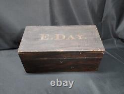 Old ca. 1850-1860 Wood Document Box Grain Painted Folk Art Square Nails Signed