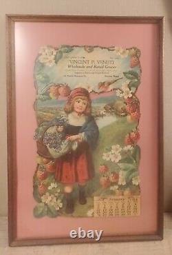 Old grocery country store 1913 Framed Calendar 38 N Bennett St Vinecent P Venuti