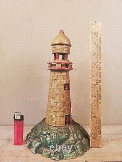 Old lighthouse lamp nautical sculpture antique old paint original the best vtg