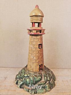 Old lighthouse lamp nautical sculpture antique old paint original the best vtg