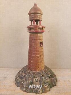 Old lighthouse lamp nautical sculpture antique old paint original the best vtg
