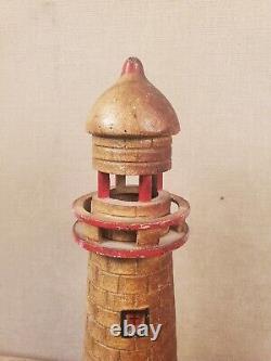 Old lighthouse lamp nautical sculpture antique old paint original the best vtg