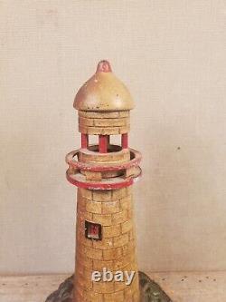 Old lighthouse lamp nautical sculpture antique old paint original the best vtg