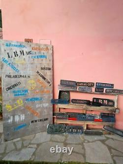 Old metal stencils cities for shipment wooden boxes lot of 23 ultra rare 50s