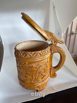 Old nice hand carved Norwegian drinking jug signed dated 1958