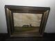 Old Oil Painting, Landscape With A Farm And A Windmill, Is Signed Antique
