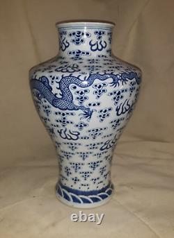 Old or Antique Chinese Porcelain Vase Signed Drilled With Dragons