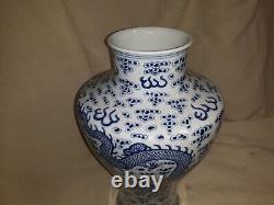 Old or Antique Chinese Porcelain Vase Signed Drilled With Dragons
