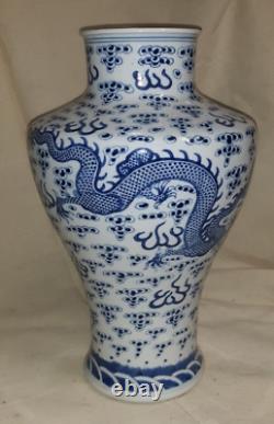 Old or Antique Chinese Porcelain Vase Signed Drilled With Dragons