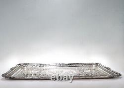 Old or Antique Signed Islamic Ottoman or Persian Incised Silver Serving Tray -sl