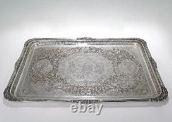 Old or Antique Signed Islamic Ottoman or Persian Incised Silver Serving Tray -sl