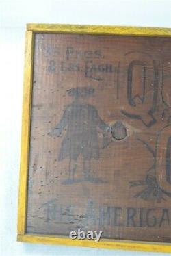 Old period primitive wood hand painted sign Quaker Oats 18x12 original