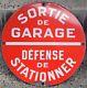 Old Red French Enamel Steel Sign Plaque Plate Notice Garage Car Exit No Parking