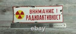 Old sign for radioactivity, metal, enameled, antique. Rare and unique