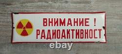 Old sign for radioactivity, metal, enameled, antique. Rare and unique