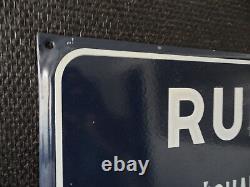 Old vintage French enamel steel street road sign plaque RUE du Marechal Juin