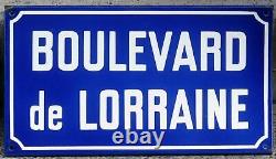 Old vintage French enamel street sign road plaque Boulevard de Lorraine