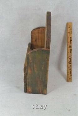 Old wall box pine natural green handmade primitive 19th c antique