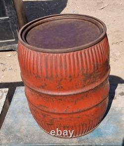 Original 1900's Old Vintage Antique Rare Oil Iron Lidded Drum / Barrel ENGLAND