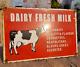 Original 1930's Old Antique Vintage Dairy Fresh Milk Porcelain Enamel Sign Board