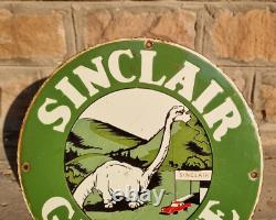 Original 1930s Old Antique Vintage Sinclair Gasoline Porcelain Enamel Sign Board