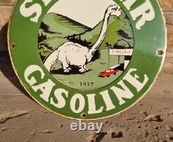 Original 1930s Old Antique Vintage Sinclair Gasoline Porcelain Enamel Sign Board