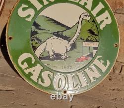 Original 1930s Old Antique Vintage Sinclair Gasoline Porcelain Enamel Sign Board