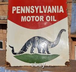 Original 1930s Old Antique Vintage Sinclair Gasoline Porcelain Enamel Sign Board