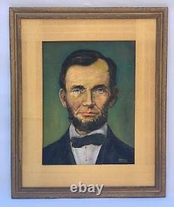Original Abraham Lincoln Old Antique Portrait Painting Signed Harold Jacobs