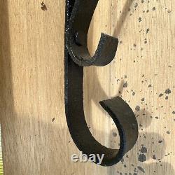 Original Antique Sign Bracket 31 Metal Porcelain Gas Oil Garage HAND FORGED OLD