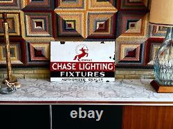 Original Chase Nessen Art Deco Porcelain Metal Advertising Sign Rare Antique Old