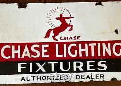 Original Chase Nessen Art Deco Porcelain Metal Advertising Sign Rare Antique Old