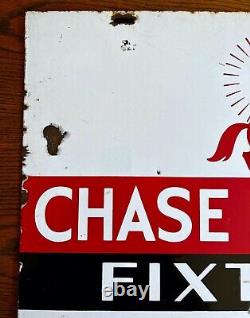 Original Chase Nessen Art Deco Porcelain Metal Advertising Sign Rare Antique Old