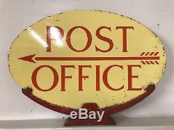 Original Enamel Sign Post Office Antique Rare Old Advertising Sign Collectable