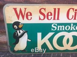 Original Kool Cigarette Sign Old Tobacco Sign Vintage Metal 11 x 26 Antique