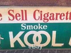 Original Kool Cigarette Sign Old Tobacco Sign Vintage Metal 11 x 26 Antique