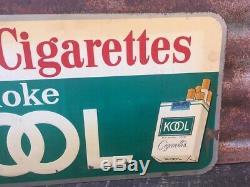 Original Kool Cigarette Sign Old Tobacco Sign Vintage Metal 11 x 26 Antique