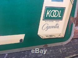 Original Kool Cigarette Sign Old Tobacco Sign Vintage Metal 11 x 26 Antique