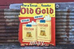 Original Old Gold Tobacco Sign Vintage Metal Advertising Sign 28x33 Antique