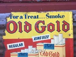 Original Old Gold Tobacco Sign Vintage Metal Advertising Sign 28x33 Antique