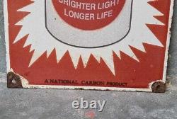 Original Vintage Antique Old Rare Eveready Torch Ad Porcelain Enamel Sign Board