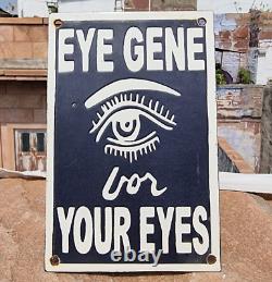 Original Vintage Old Antique Very Rare Eye Gene Adv. Porcelain Enamel Sign Board