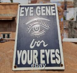 Original Vintage Old Antique Very Rare Eye Gene Adv. Porcelain Enamel Sign Board