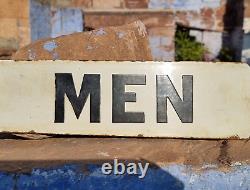 Original Vintage Old Antique Very Rare Men Logo Porcelain Enamel Sign Board